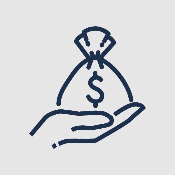 logotyp worka pieniędzy w dłoni